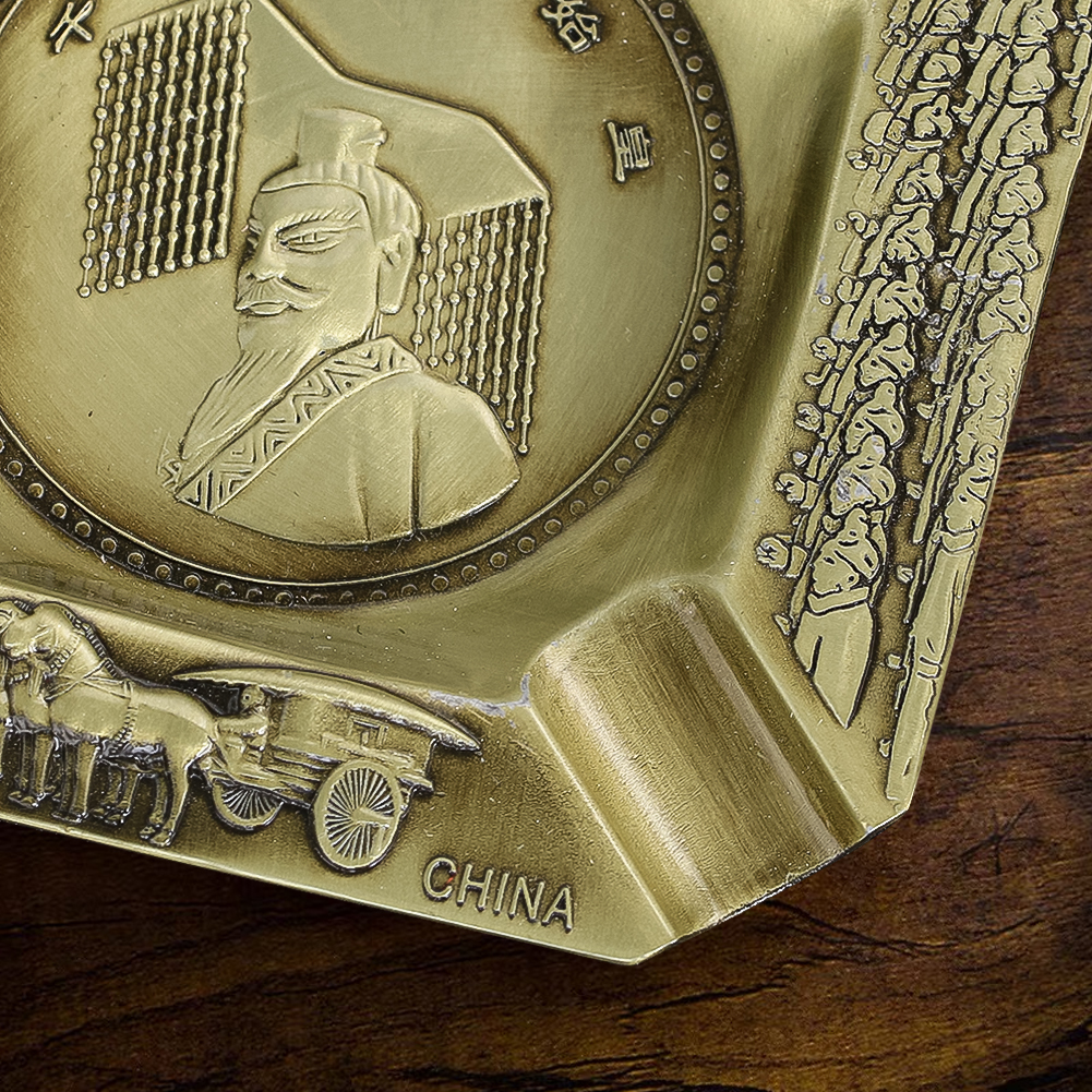 Vintage Collectible Ashtrays - Vintage Zinc Alloy Ashtray Engraved with