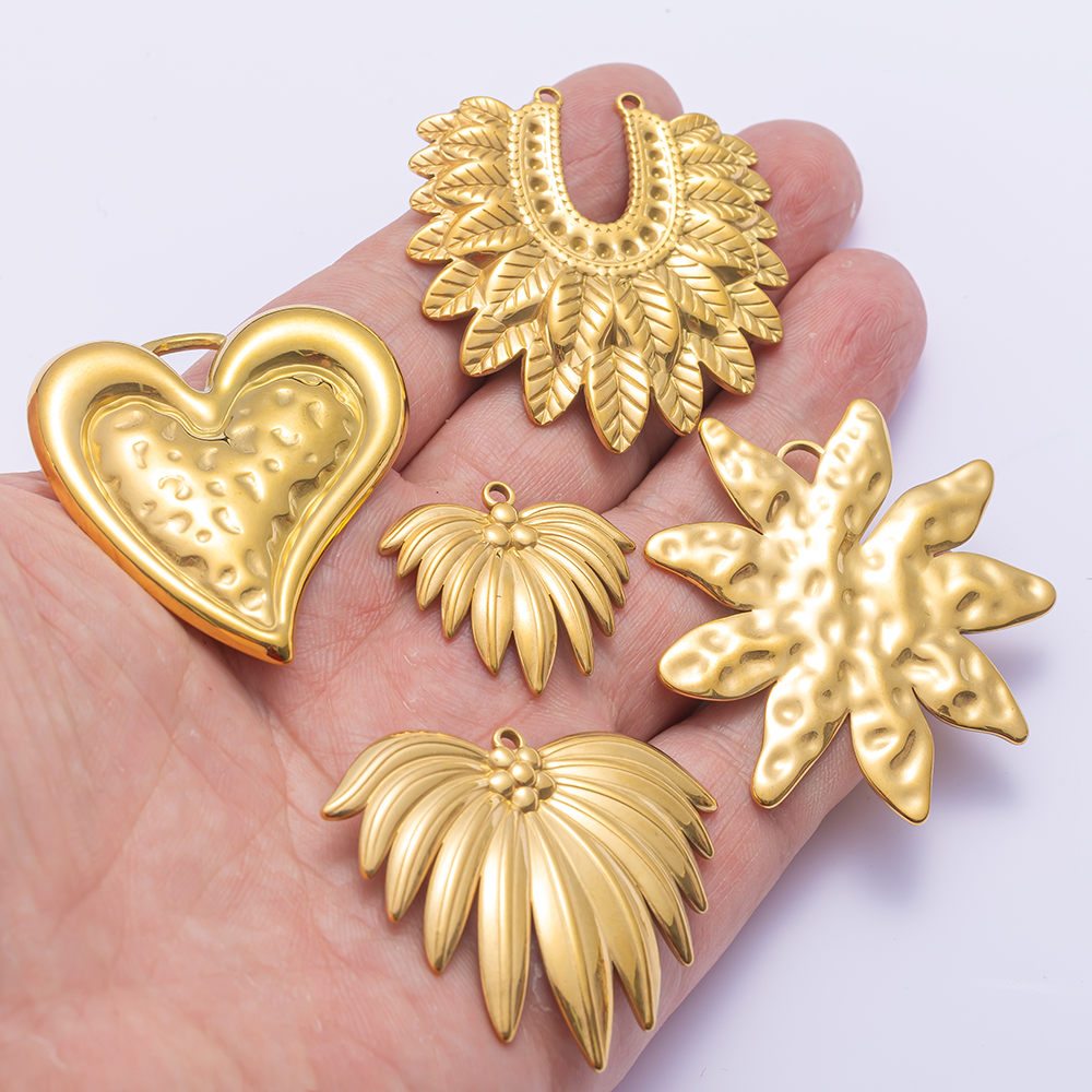 Vintage Collectibles For Sale - 2pcs Gold Stainless Steel Heart Leaf