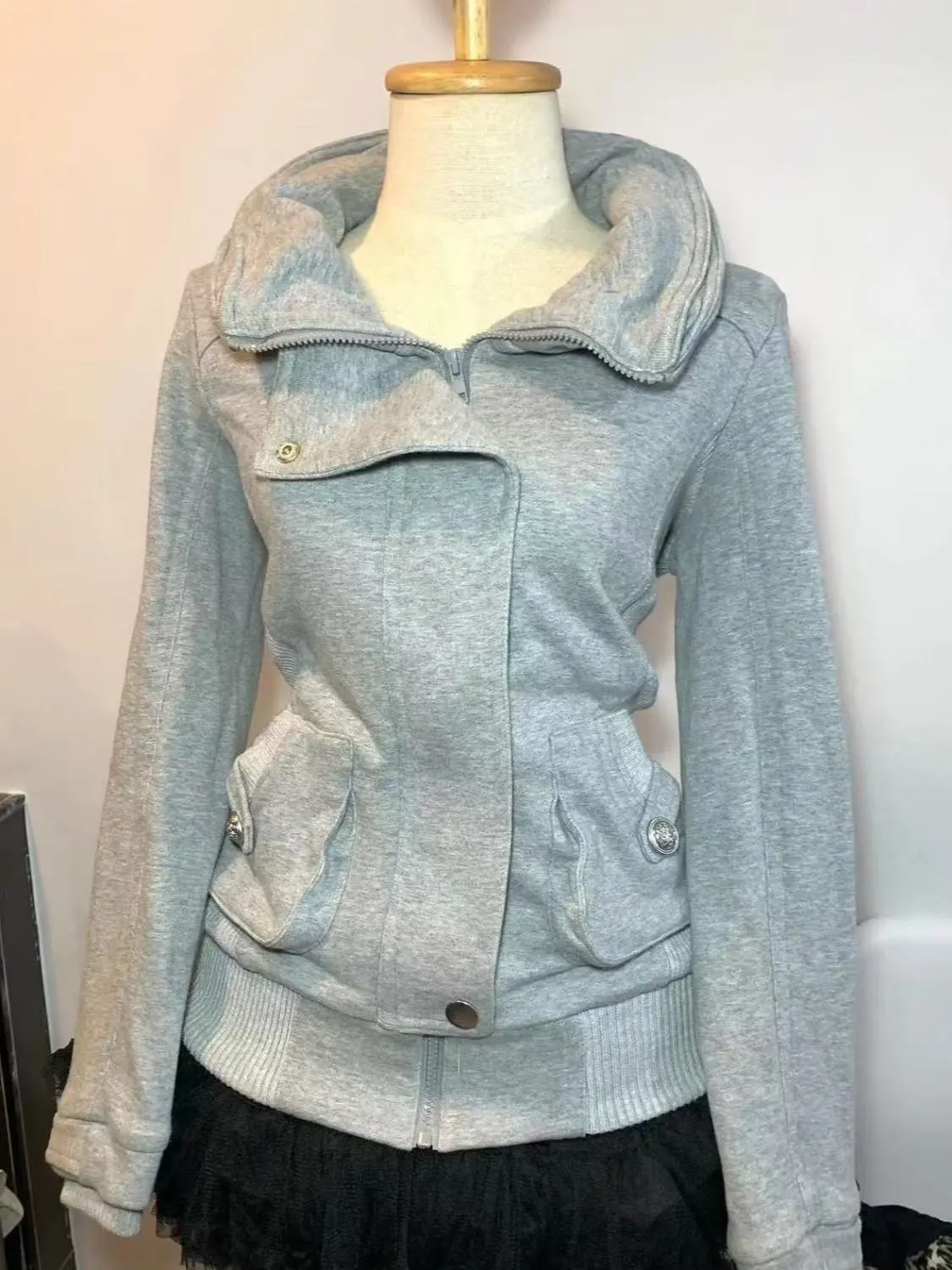 Retro Gray Sweatshirt For Wome - Vintage Zip Hoodie reseña y precio