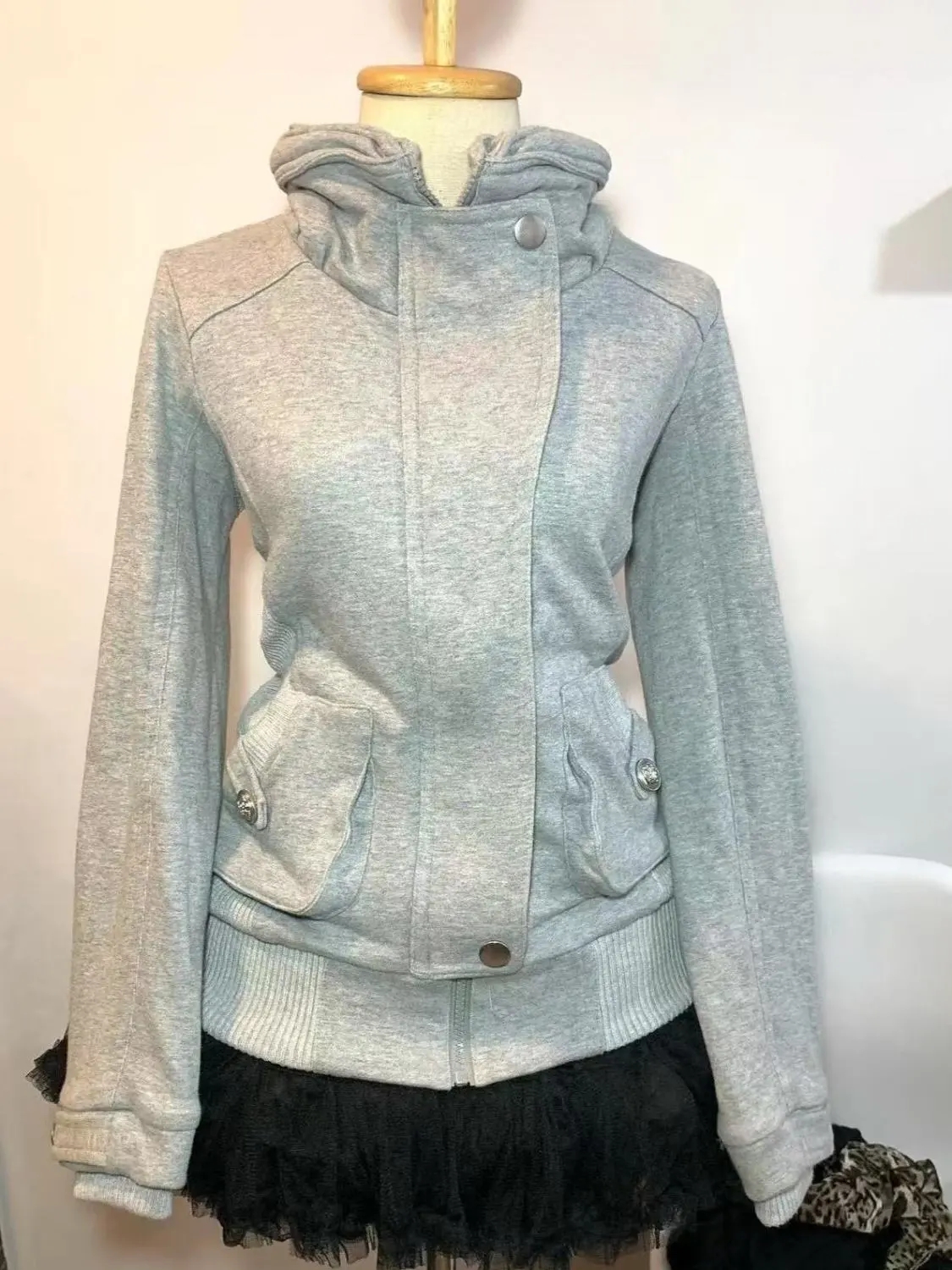 Retro Gray Sweatshirt For Wome - Vintage Zip Hoodie reseña y precio