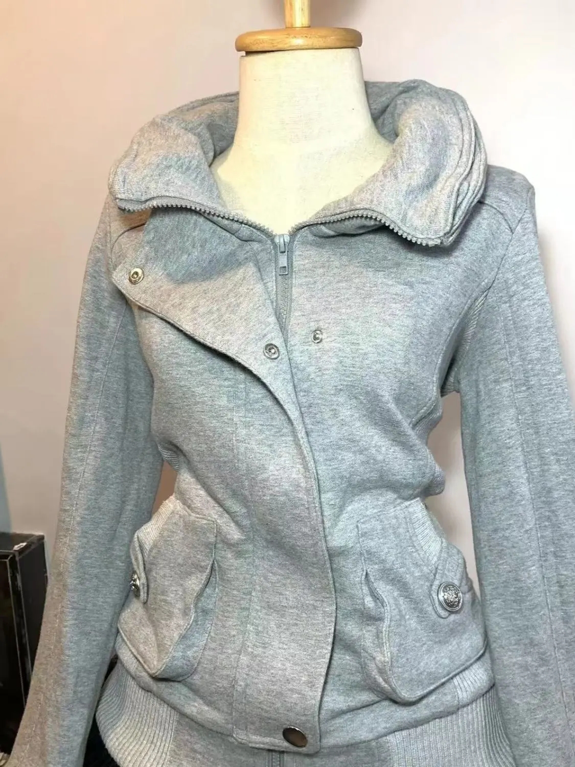 Retro Gray Sweatshirt For Wome - Vintage Zip Hoodie reseña y precio