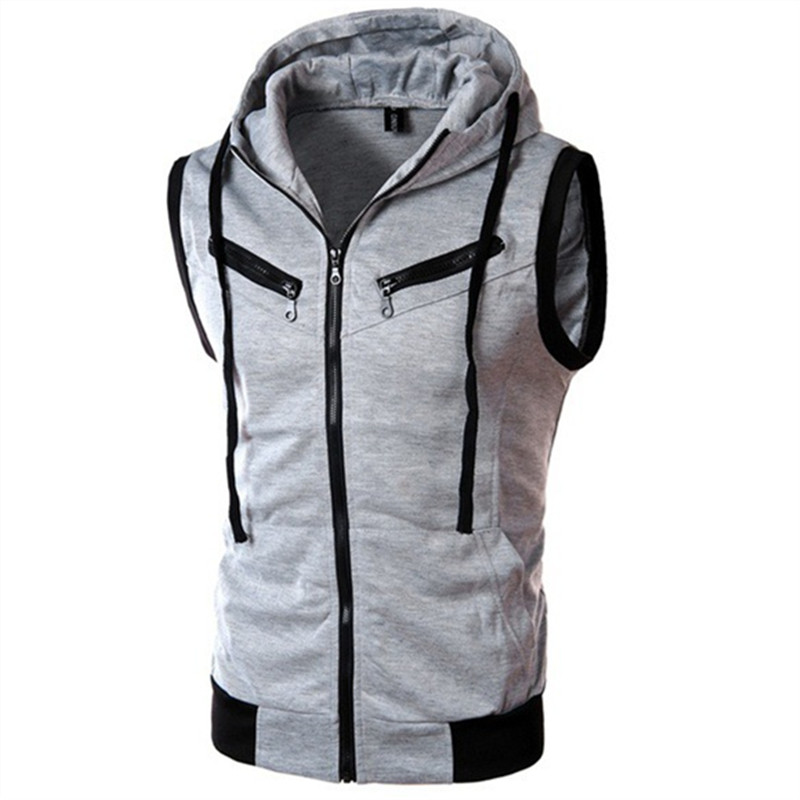 New Men's Hooded Sleeveless Ve - Vintage Zip Hoodie reseña y precio