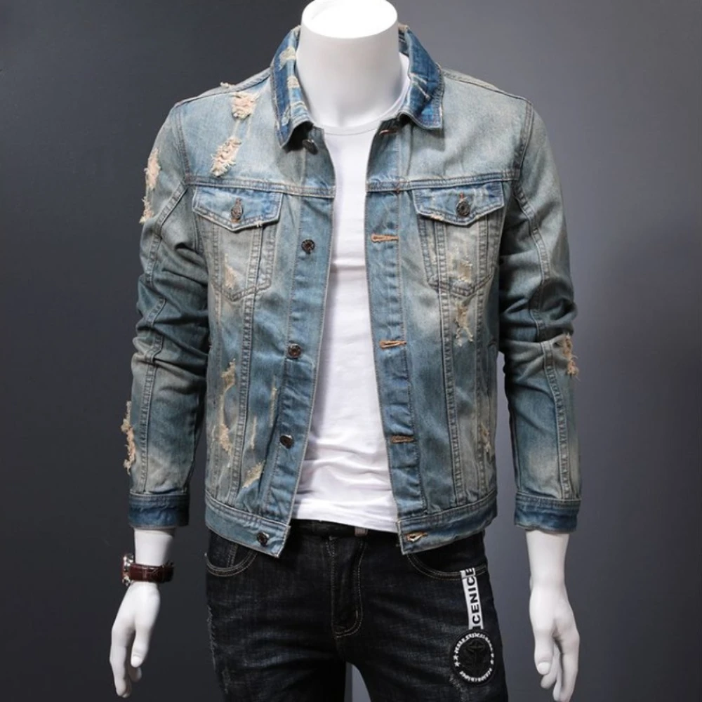 Padded Denim Jackets Man Warm  - Vintage Collectible Buttons reseña y precio