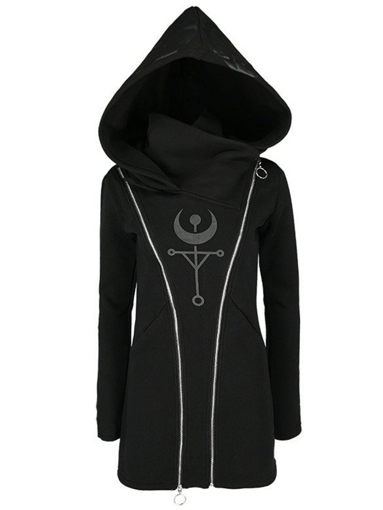 Gothic Punk Print Long-sleeved - Vintage Zip Hoodie reseña y precio