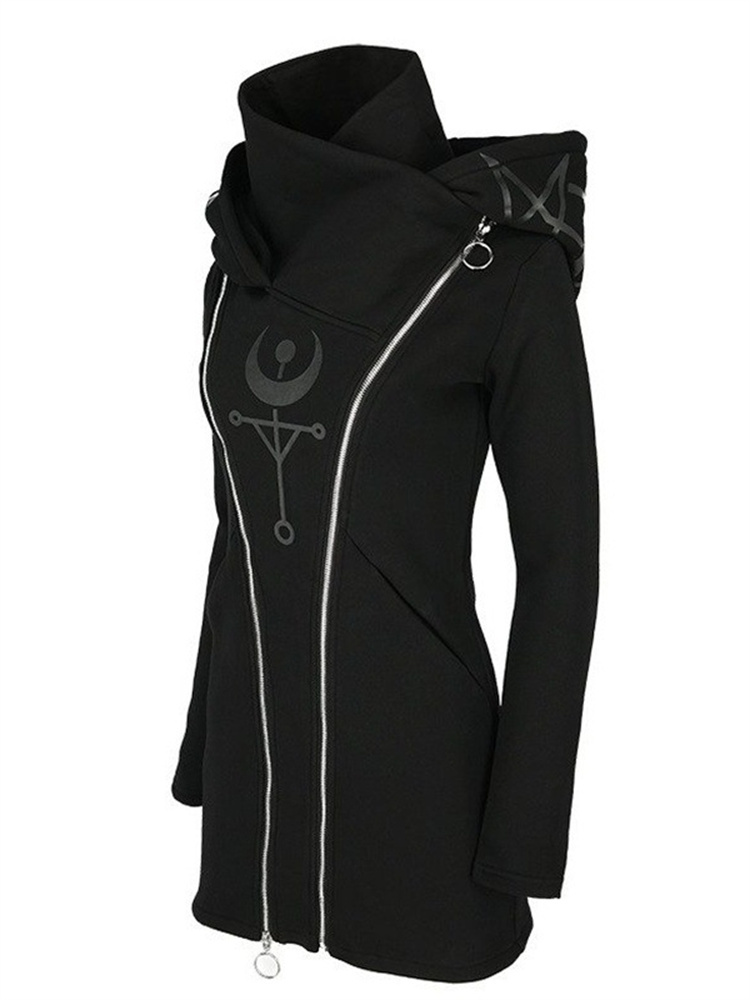 Gothic Punk Print Long-sleeved - Vintage Zip Hoodie reseña y precio