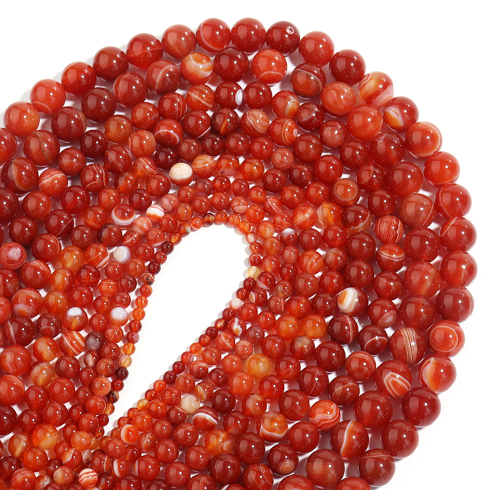 1 Strand Red Striped Agate Nat - Vintage Collectibles For Sale reseña y precio