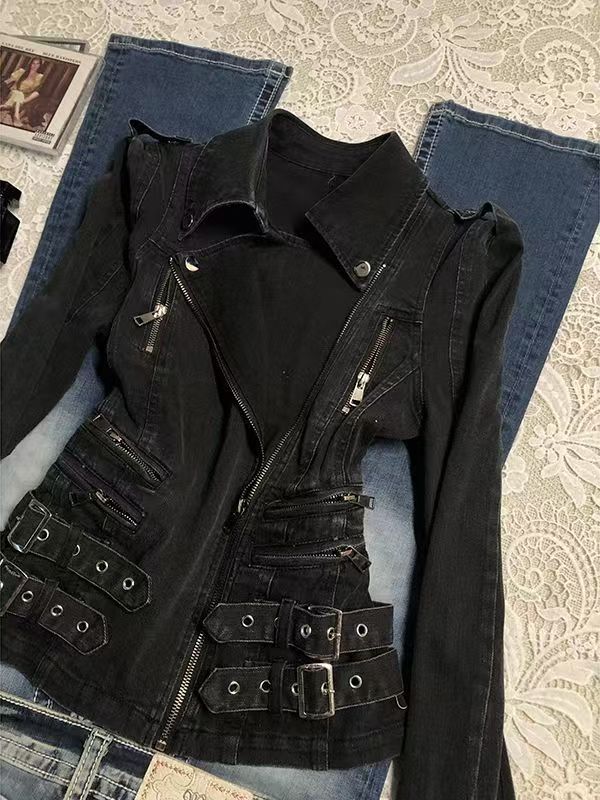 Gothic Black Slim Double Zippe - Vintage Zip Hoodie reseña y precio