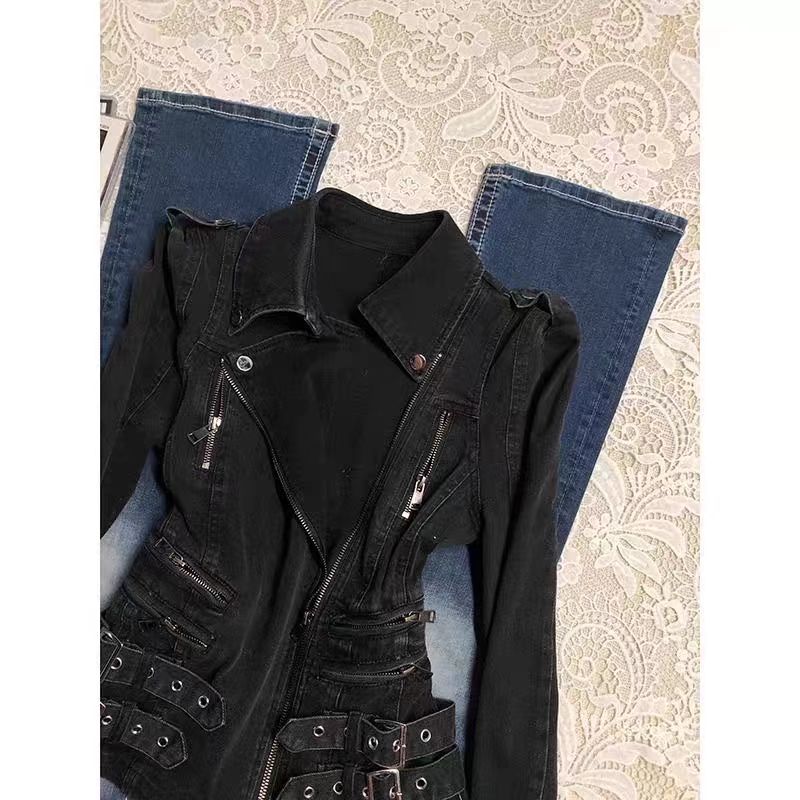 Gothic Black Slim Double Zippe - Vintage Zip Hoodie reseña y precio