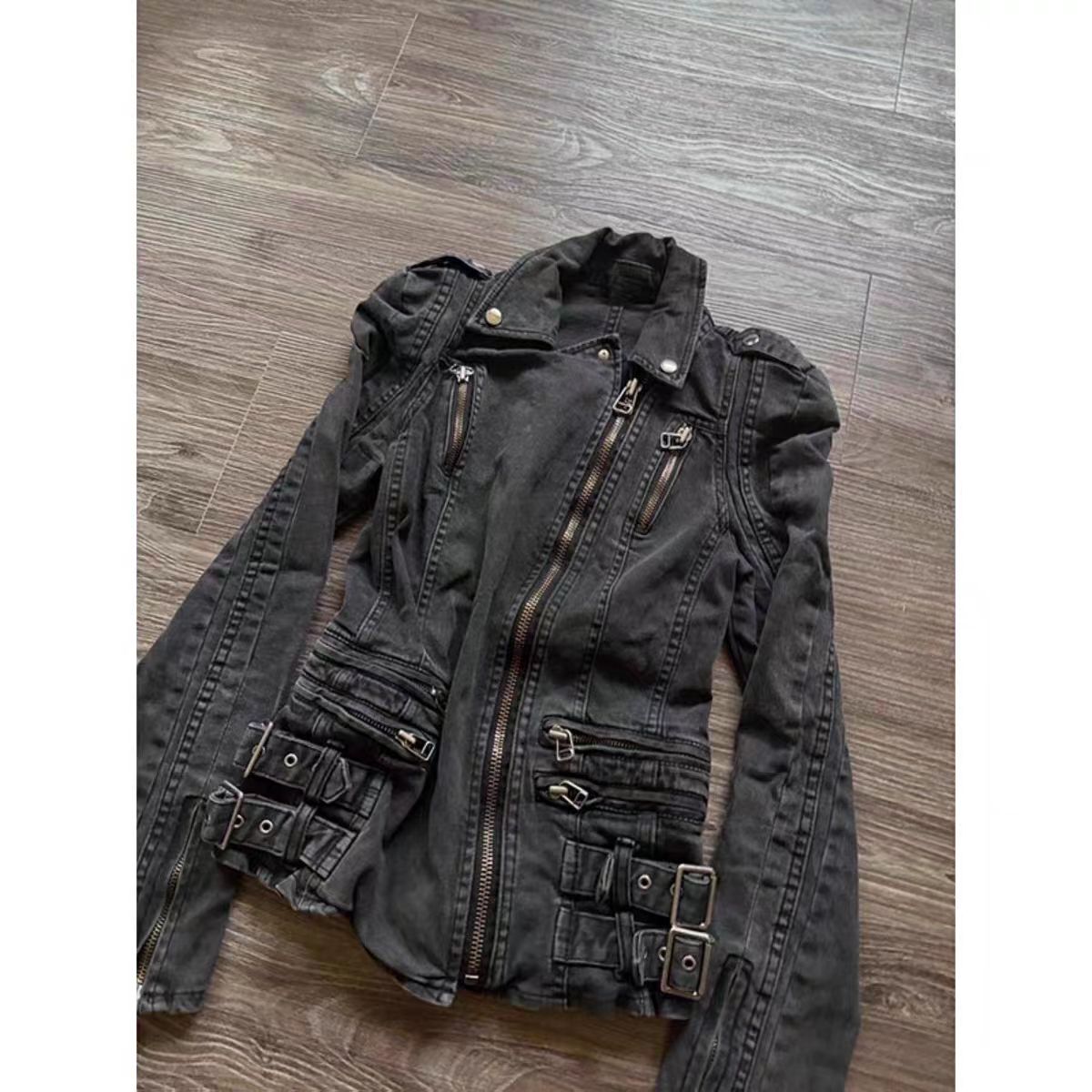 Gothic Black Slim Double Zippe - Vintage Zip Hoodie reseña y precio