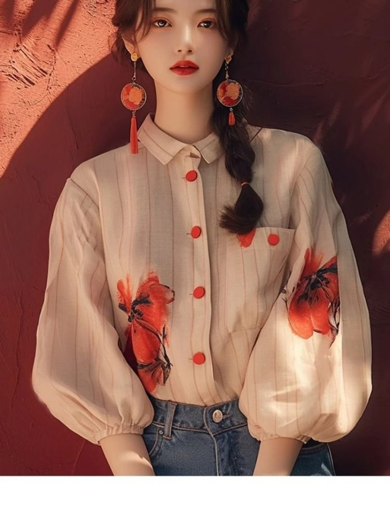 Vintage Women's Shirts Printed - Vintage Collectible Buttons reseña y precio