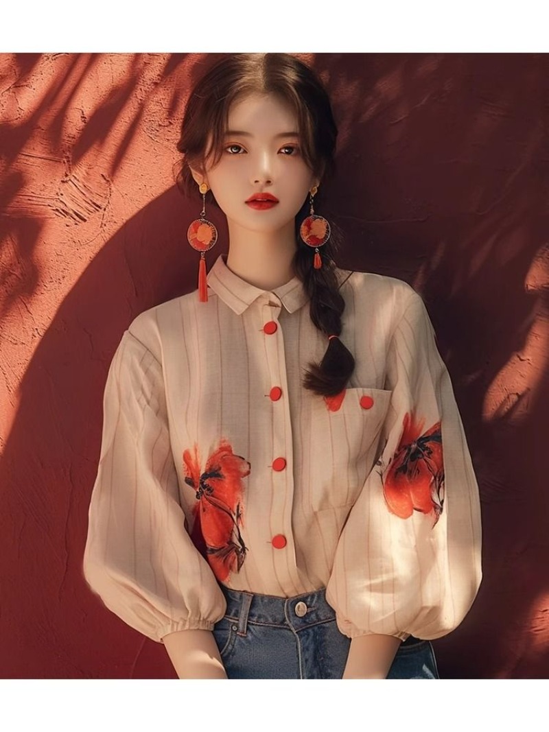 Vintage Women's Shirts Printed - Vintage Collectible Buttons reseña y precio