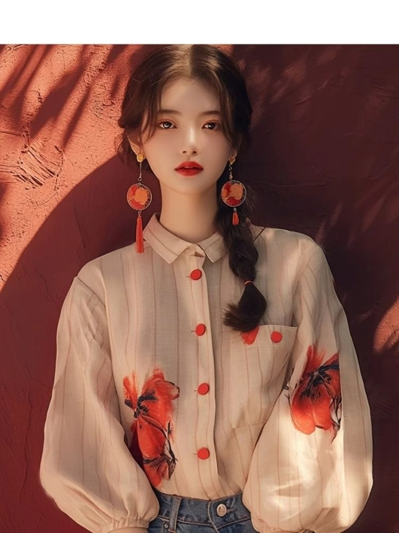Vintage Women's Shirts Printed - Vintage Collectible Buttons reseña y precio