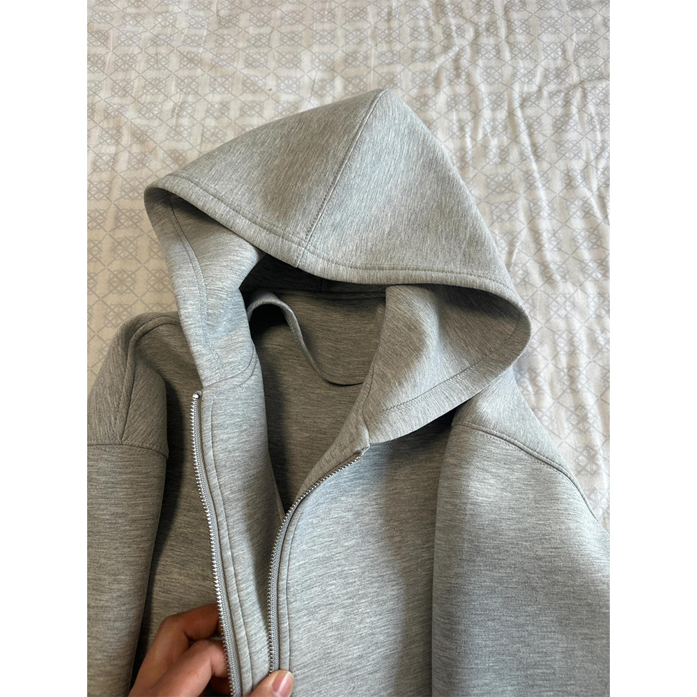 Women's Grey Hooded Coat Solid - Vintage Zip Hoodie reseña y precio