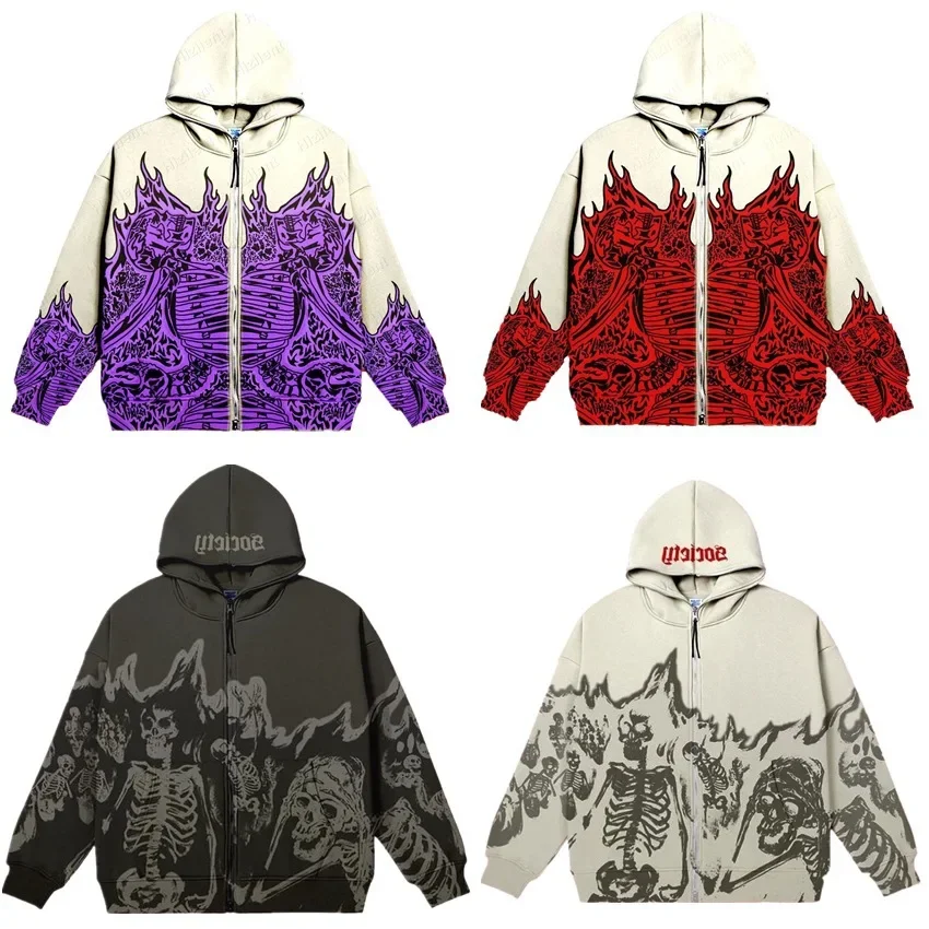 Men Anime Skull Hoodies Women  - Vintage Zip Hoodie reseña y precio