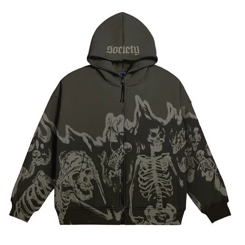 Men Anime Skull Hoodies Women  - Vintage Zip Hoodie reseña y precio