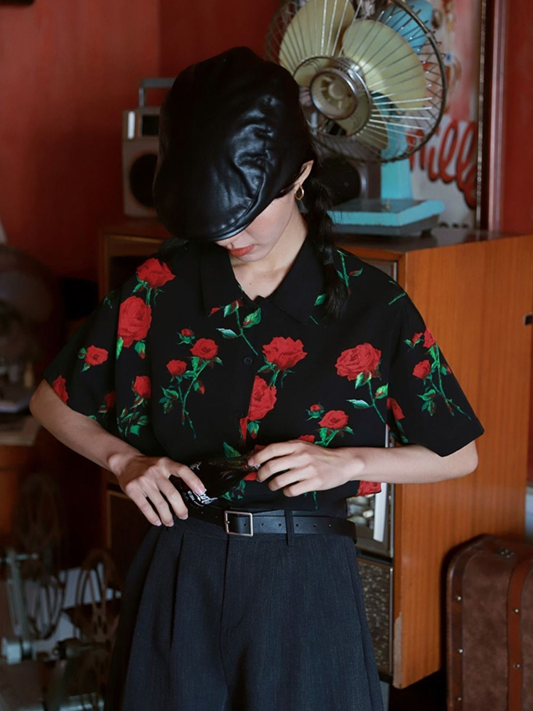 Vintage Short Sleeve Rose Prin - Vintage Collectible Buttons reseña y precio