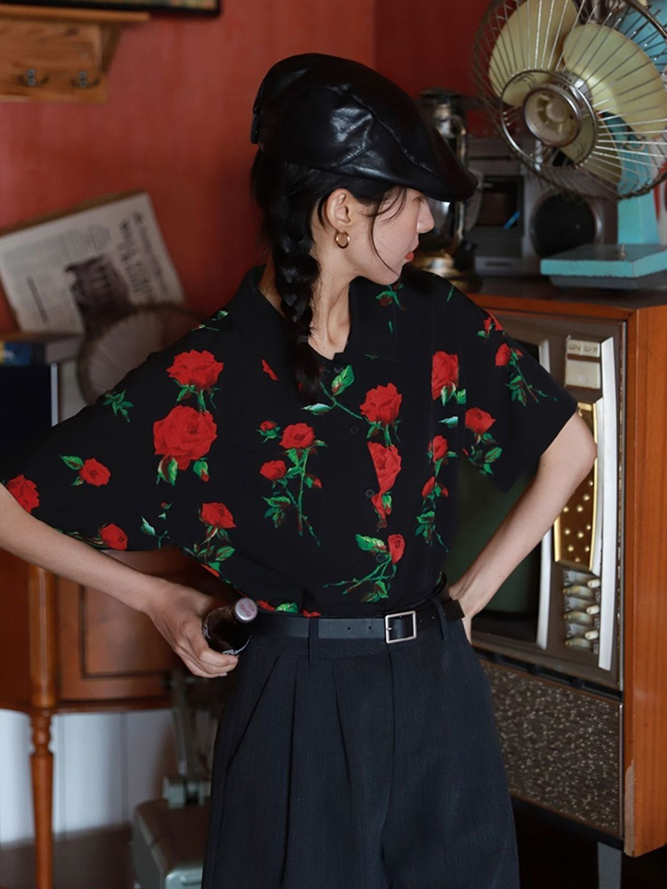 Vintage Short Sleeve Rose Prin - Vintage Collectible Buttons reseña y precio