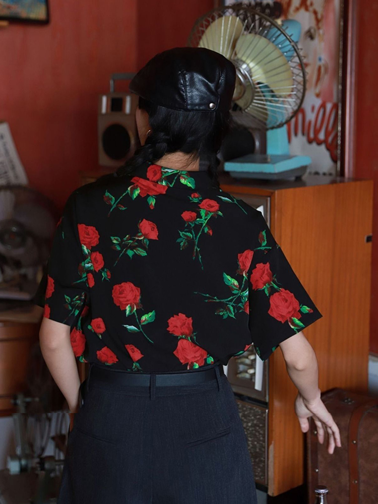 Vintage Short Sleeve Rose Prin - Vintage Collectible Buttons reseña y precio